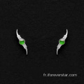 Boucles d&#39;oreilles en jadéite glacée de couleur verte